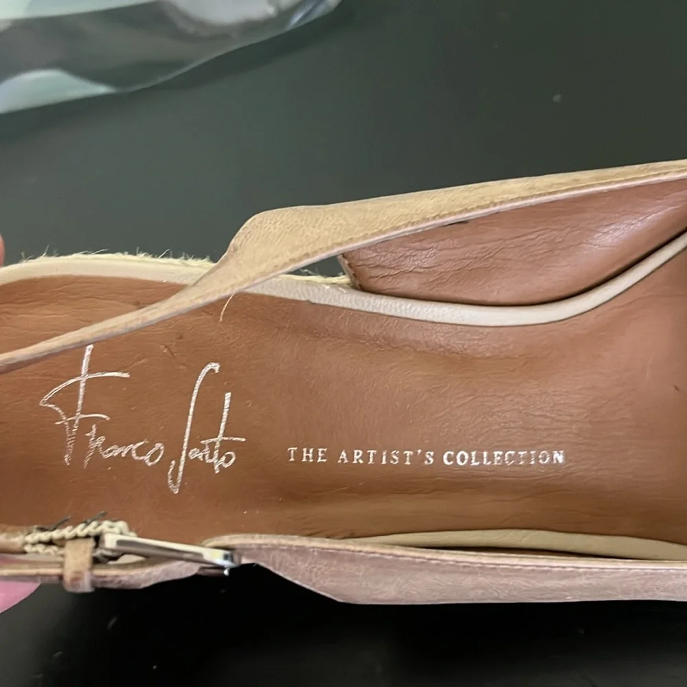 Franco Sarto Heels Womens Slingback Wedge Espadrille Bow Leather